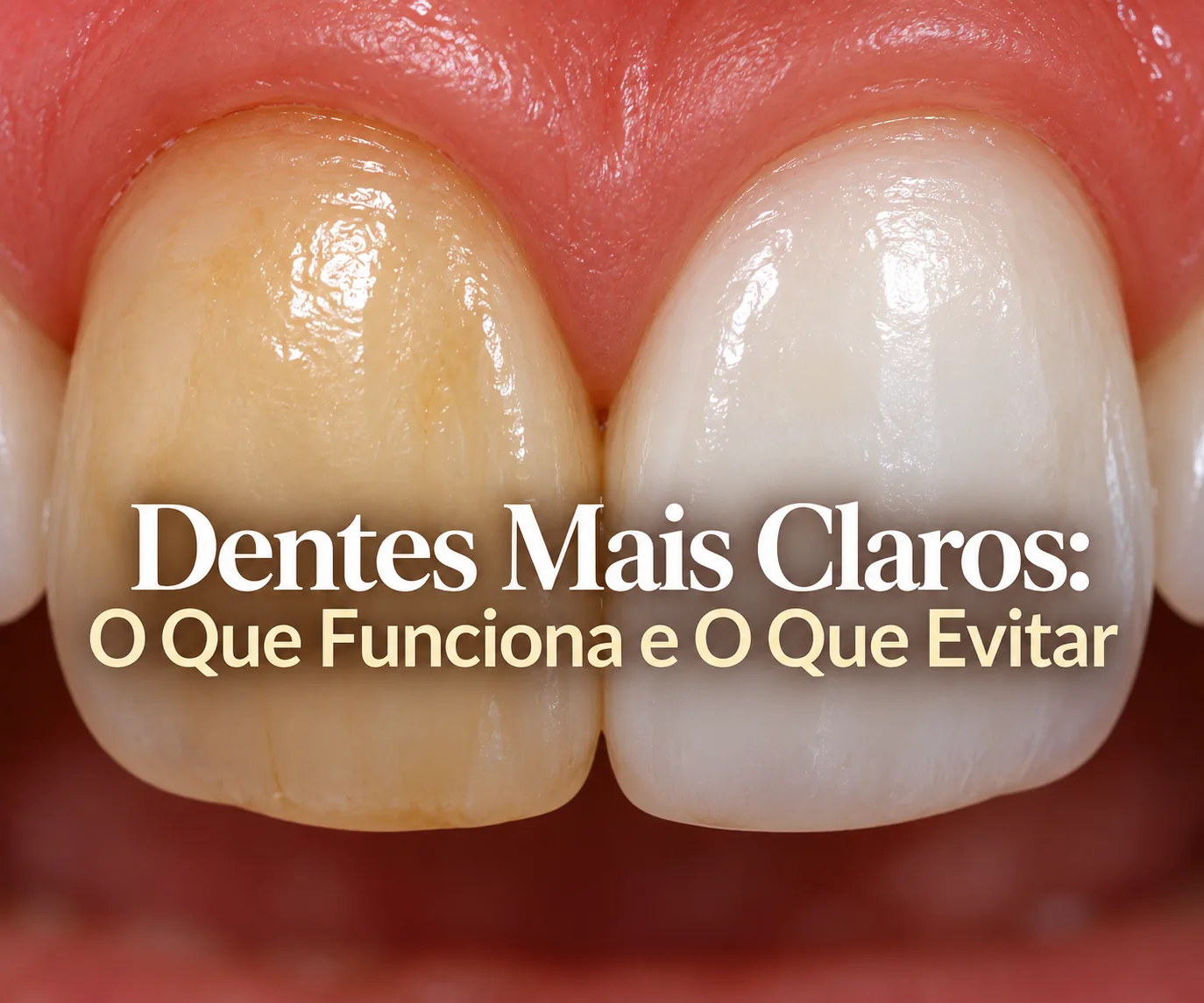 Imagem ilustrativa de sorriso antes e depois do clareamento