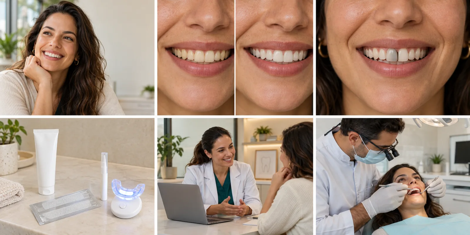 Montagem de consulta odontológica, orientação profissional e sorriso